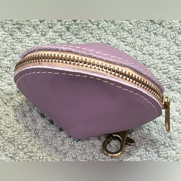 Portland Leather Goods Lavender Purple Fortune Cookie Pouch Keychain Organizer - Picture 3 of 5